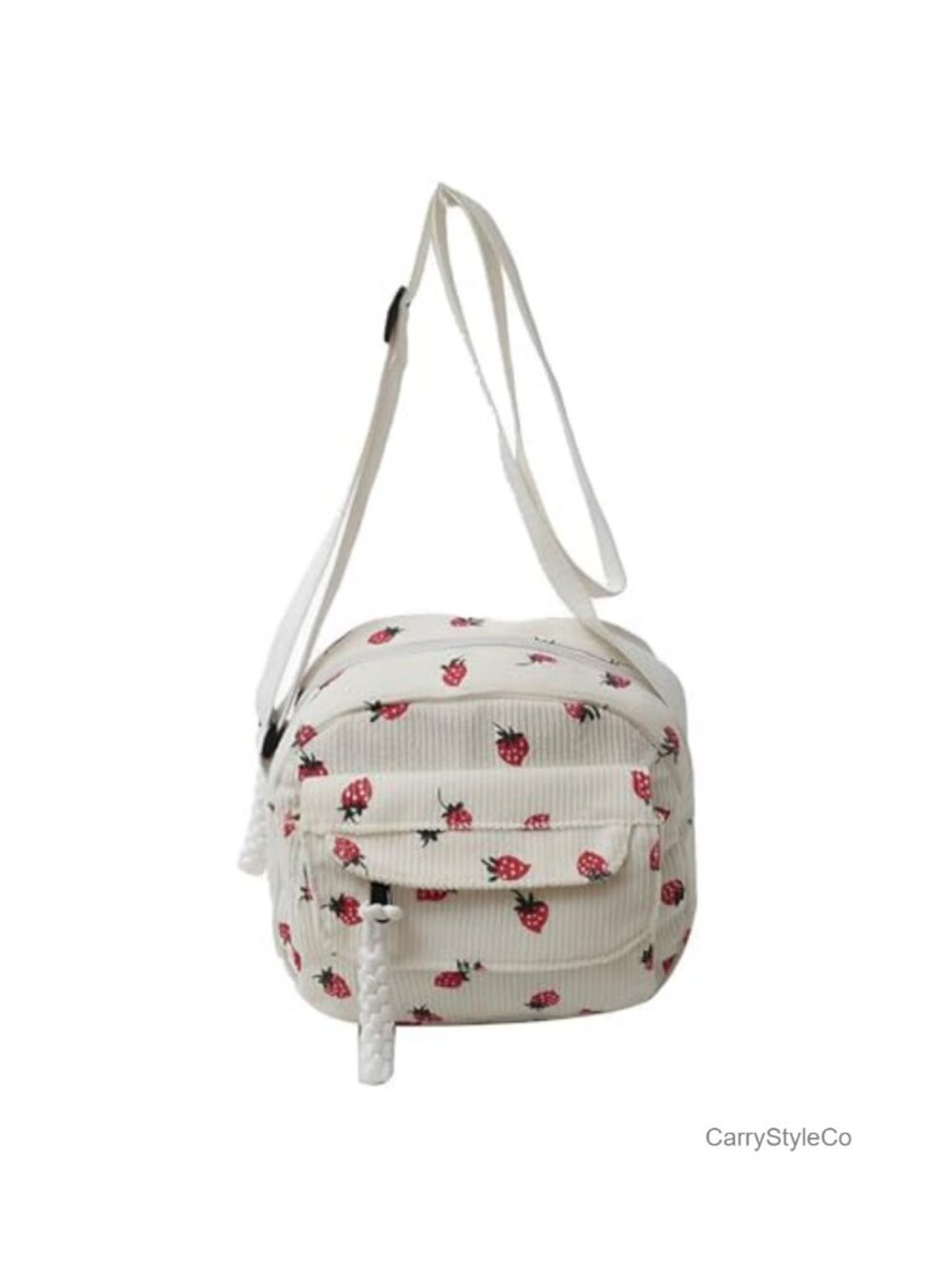 Cute Strawberry Corduroy Crossbody Tote Bag Small Purse for Women